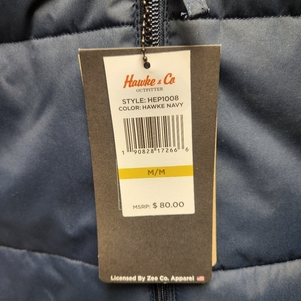 Hawke & Co Sz. M Down Fill Puffer Vest Full Zip Navy Sleeveless Insulated - Picture 5 of 7